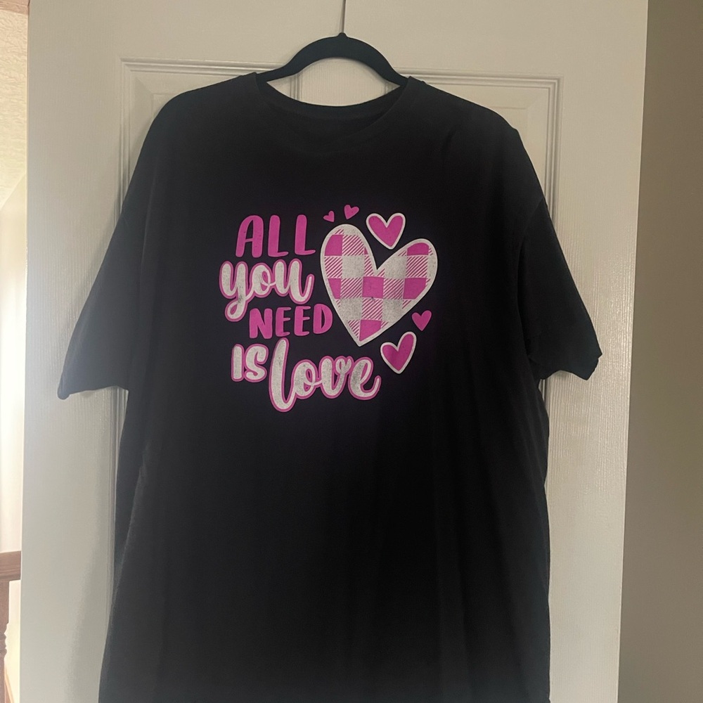 Black Shirt with Pink Heart Design